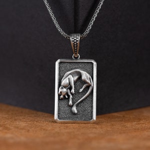 Black Panther Panther, Silver Panther Personalized Men Necklace, Sterling Silver Tiger Head Necklace, Anniversary Gift, Animal Jewelry