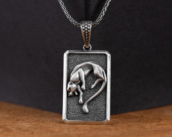 Pantera Pantera Negra, Collar de Hombres Personalizado Pantera de Plata, Collar de Cabeza de Tigre de Plata Esterlina, Regalo de Aniversario, Joyería de Animales