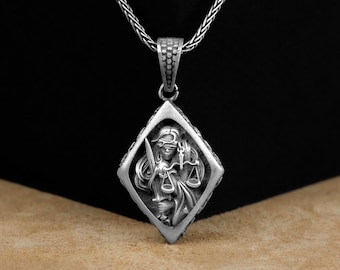 Valkyrie Pendant, Viking Valkyrie Silver Men Charm Necklace, Norse Mythology Personalized Jewelry, Scandinavian Celtic Gift Necklace