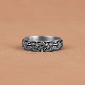 Japonese Latter Happines Band Ring, Japonese Floral Pattern Wedding Ring, Japonese Hieroglyph Happiness, Clasicc Men Ring, Boyfriend Rings