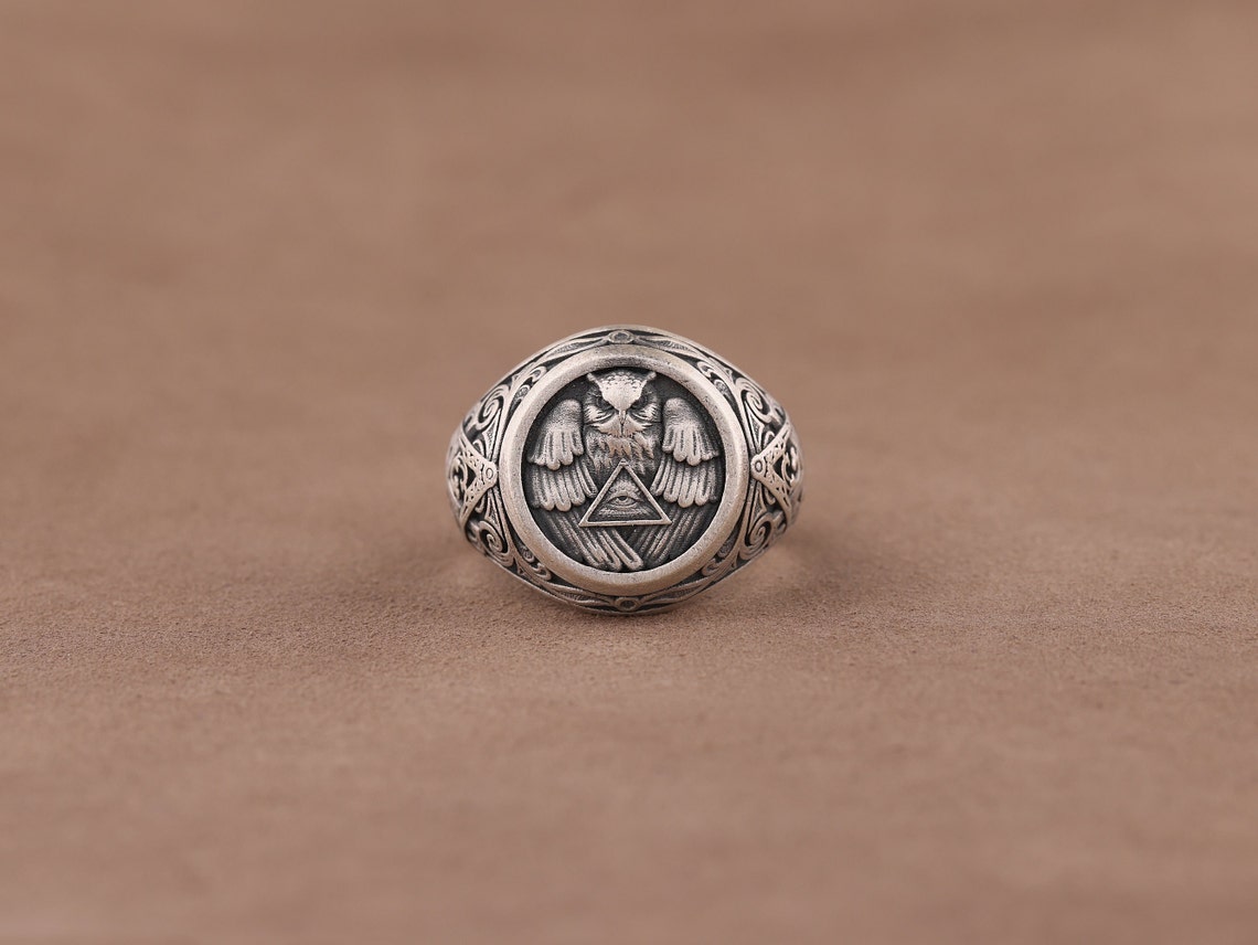 thumbnail image 2 of Sac Silver Oxidized Sterling Silver Band Ring – All Seeing Eye Cutout – Unisex, Sizes 3-12 2 of 4