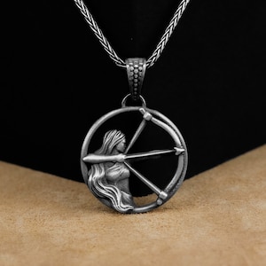 Sagittarius Pendant, Handmade Unique Sagittarius Pendant Necklace İn Silver For Men, Engraved Zodiav Charm Pendants, Horoscope Jewelry