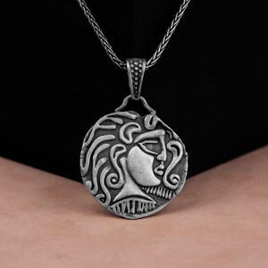 Engraved Silver Ancient Rome Coin Necklace Pendant, Greek Mythology Jewelry, Ancient Roman Pendant, Gift For Boyfriend, Gift For Husband
