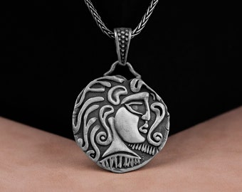 Engraved Silver Ancient Rome Coin Necklace Pendant, Greek Mythology Jewelry, Ancient Roman Pendant, Gift For Boyfriend, Gift For Husband