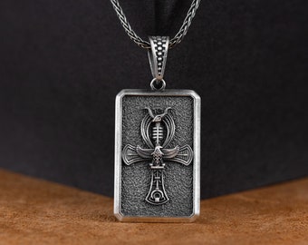Egipski Ankh Wisiorek, Ankh Grawerowany Srebrny Naszyjnik Spersonalizowany, Vintage, Biżuteria Ankh, Wisiorek Ochronny, Prezenty Dla Męża