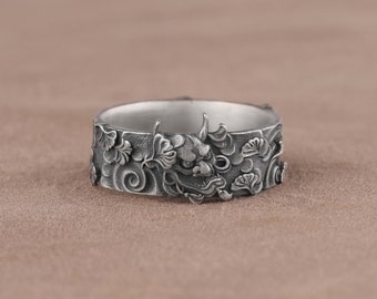 Handgemaakte onimaskerring, Hannya-maskerring, demonmaskerring, onimaskerring, Japanse mythologie demonsieraden, boze geest samurai-maskerring