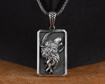 Wisiorek Wilk, Wyjący Dziki Wilk Srebrny Męski Spersonalizowany Naszyjnik z Urokiem, Rustykalna Biżuteria Prezentowa Nordycka, Skandynawski Wisiorek, Prezent Męski