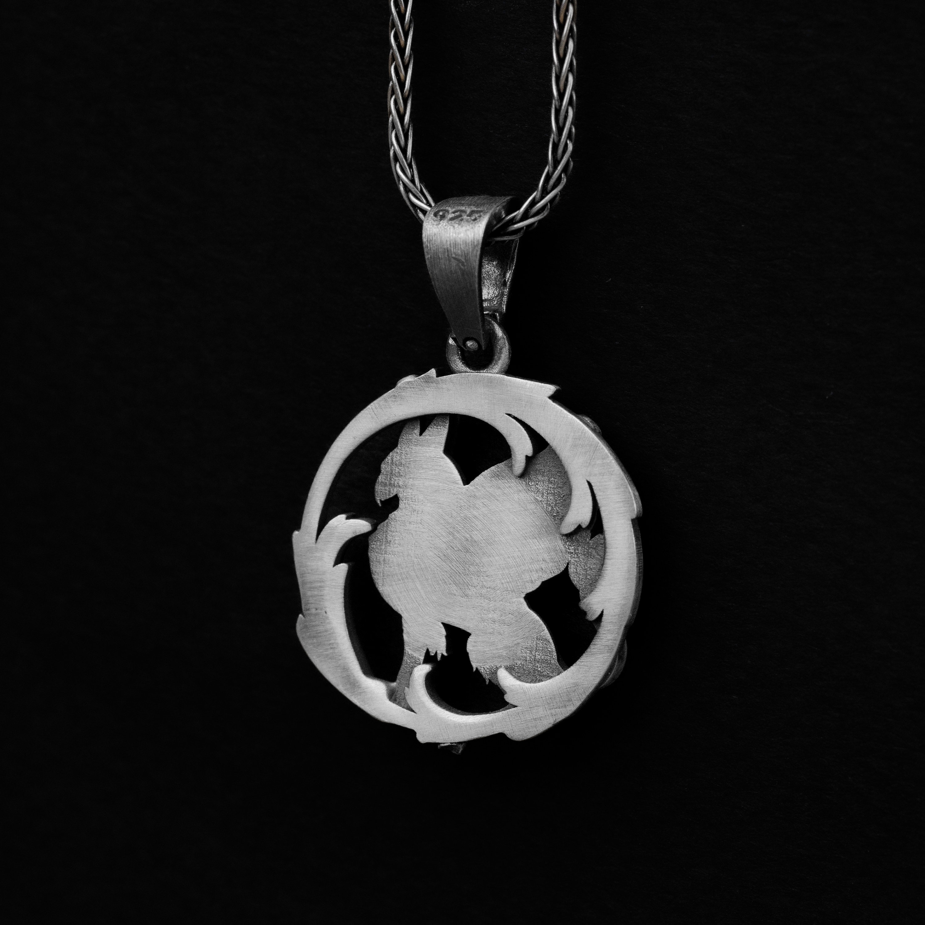 Griffin Pendant, Engraved Griffin Silver Men Neclklace, Sterling