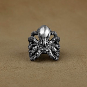 Octopus Ring, Handmade Sterling Silver Unique Octopus Ring, Animal Lover Ring, Gift For Boyfriend, Seal Gift Jewelry, Anniversary Gift Ring