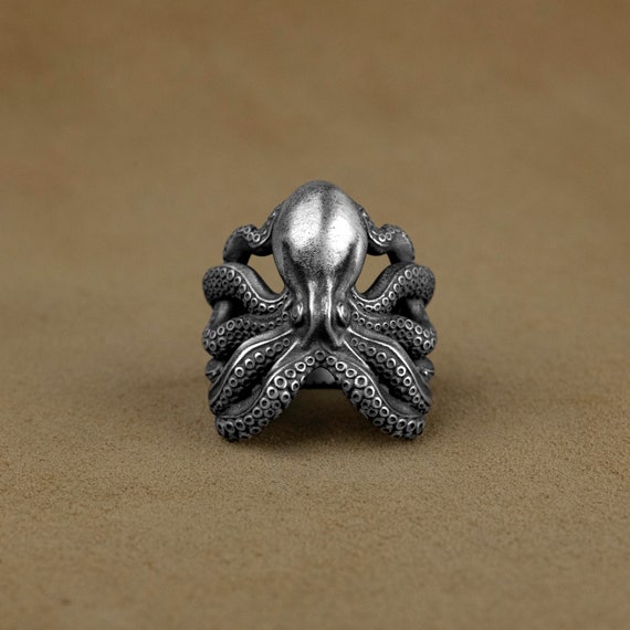 タコリング、手作りスターリングシルバーのユニークなタコリング、動物