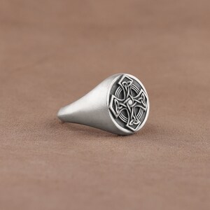 Celtic Cross Mens Pinky Ring, Handmade Celtic Knot Triquetra Engraved ...