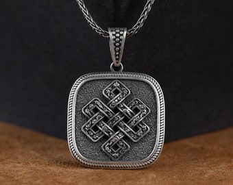 シルバーのケルトノットフローラルネックレス、夫のためのケルト