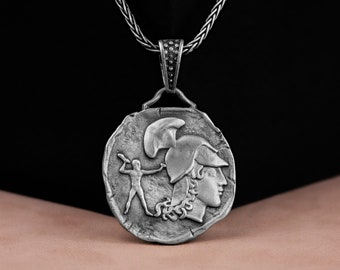 Unique Ancient Greek Coin Replica Siler Charm Necklace, Ancient Coin Jewelry, Neckalce For Best Friend,  Greek Mythology Necklace, Men Gift