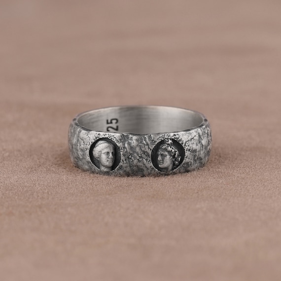 Greek Sculpture Inspired Rings, Ancient Greek Art Jewelry, Handmade Silver Rings, Mythology Ring, History Lover Gift, Traditional Men Rings