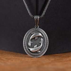 Dolphin Pendant, Personalized Ocean Dolphin Dainty Pendant Men Necklace, Sterling Silver Animal Necklace, Beach Dolphin Gift, Birthday Gift