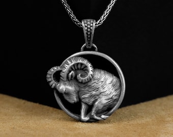 Ciondolo Ariete, Ciondolo collana uomo in argento unico Ariete, Gioielli da uomo con segno zodiacale, Regali per la madre, Gioielli Oroscopo, Regali di anniversario