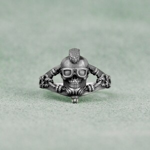 Scottish Skull Men Rings, Biker Pinky Skull Ring, Oxidized Gothic Silver Jewelry, Gift For Best Friend, Gift For Boyfriend, Birthday Gift