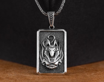 Anubis Pendant, Egyptian Anubis Silver Personalized Necklace, Engraved Mythology Men Necklace, Unique Men Gifts, Silver Necklace Pendant