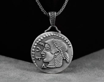 Silver Replica Aeolis Tetradrachm Coin Necklace, Antique Coin Men Pendan, Ancient Greek Jewelry, Anniversary Gift, Gift For Sister