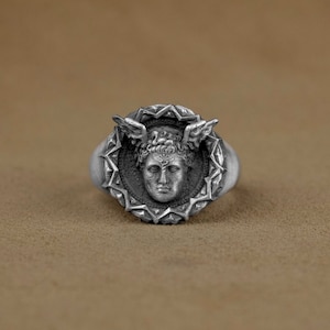 Silber Hermes Ring, griechischer Gott Hermes Männer Ring, Silber griechische Mythologie, verstellbarer Ring, Jahrestagsgeschenk, Geschenk für Frau, Geschenk für Freundin