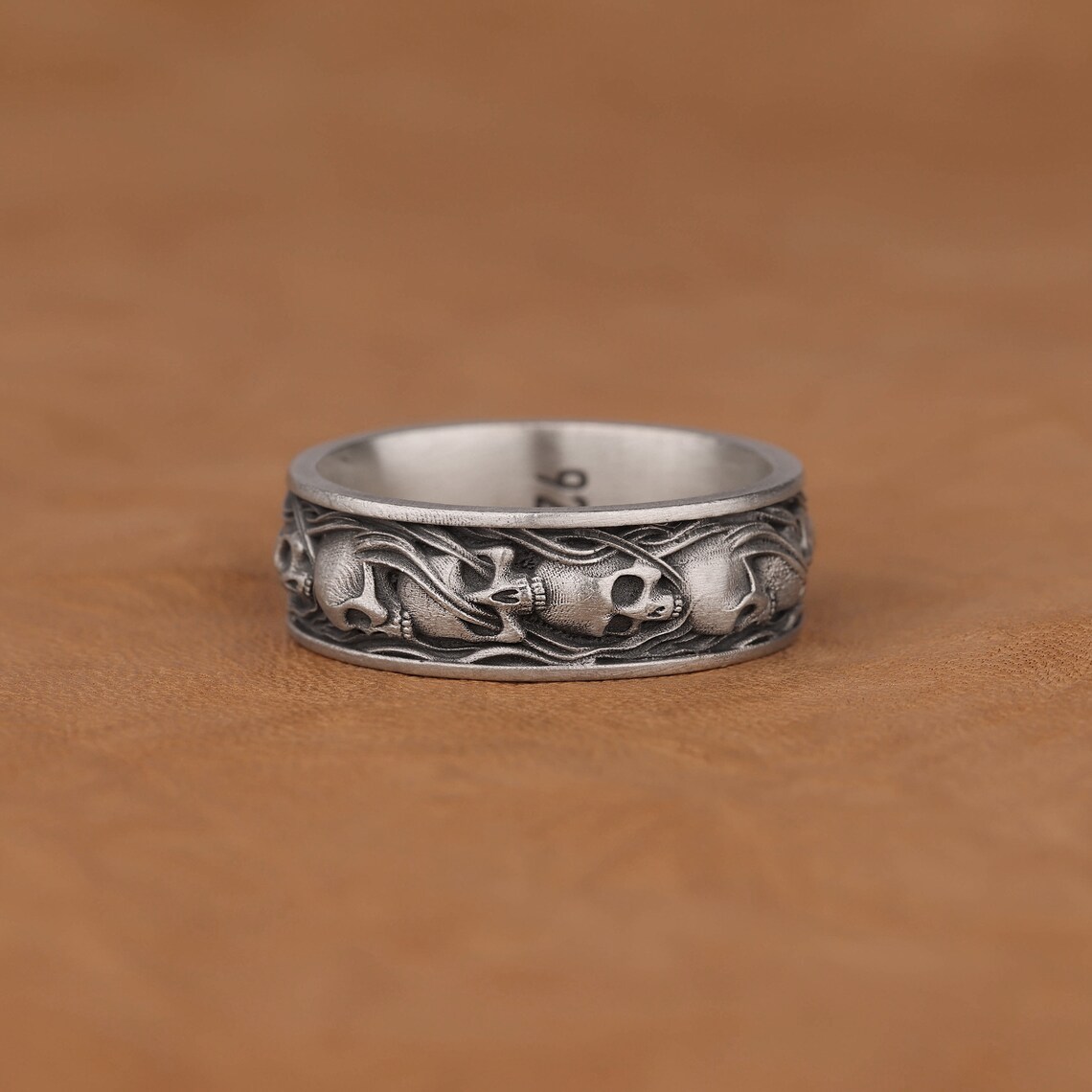 Skulls in Smoke Gothic Band Ring, Handmade Cool Mens Statement Ring ...