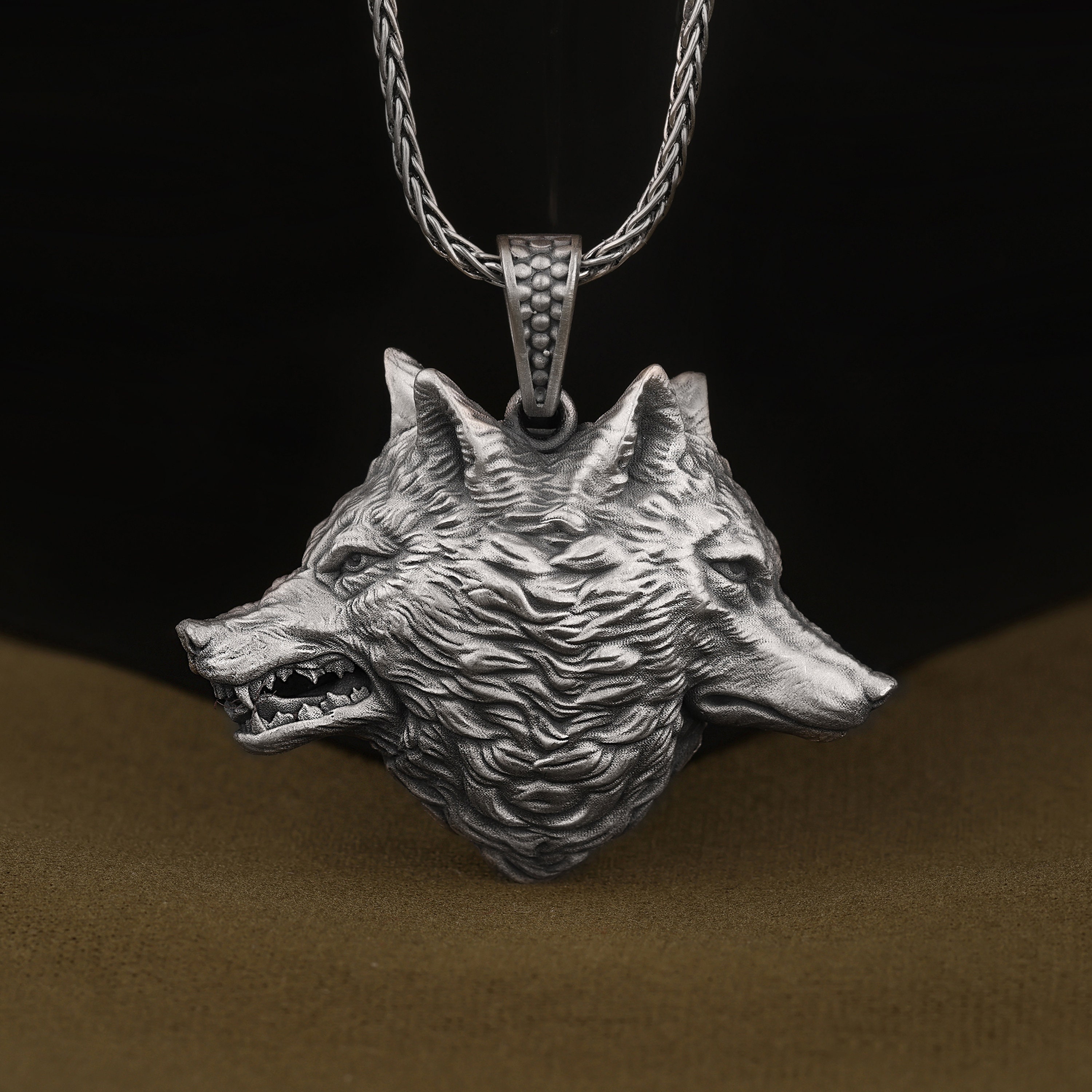 Sterling Silver Wolf Pair Pendant, Stackable Matching Silver