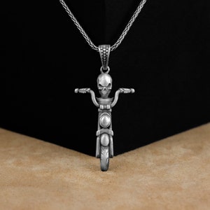 Silver Motorcycle Necklace - Motorcycle Necklace - Silver