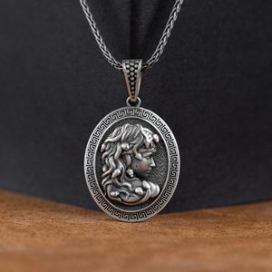 Silver Medusa Pendant, Personalized Exquisite Sterling Silver Medusa Necklace, Mythical Gorgon Pendant, Artisan Greek Mythology Jewelry