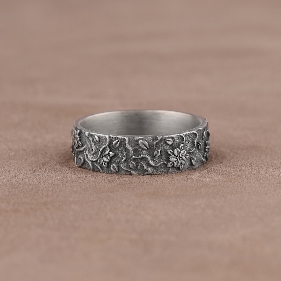 Japanese Ornaments Motifs Silver Ring, Traditional Handmade Jewelry ...