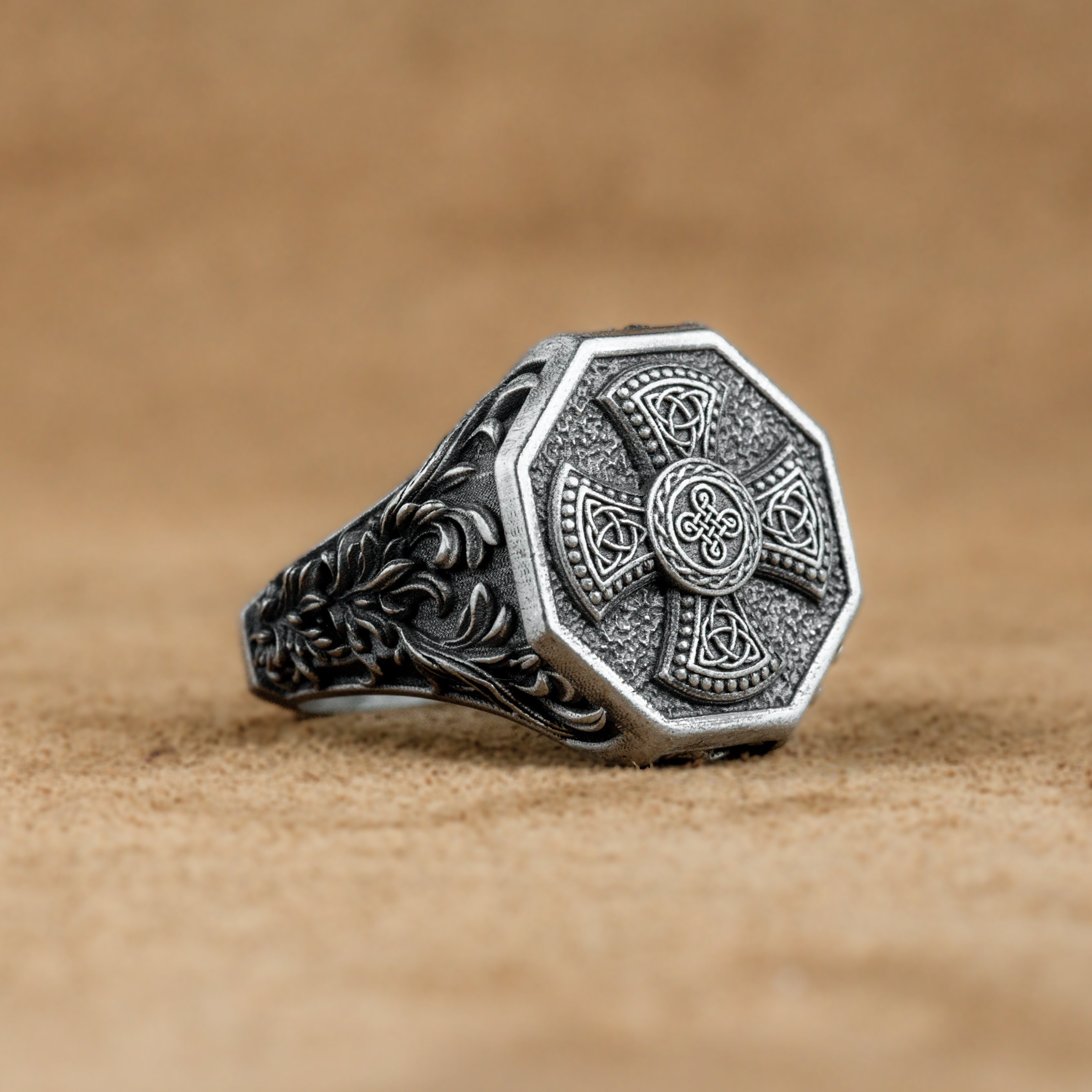 Infinity Signet Ring Infinity Trinity Silver Men Ring, Viking Trinity and Infinity Knot ...