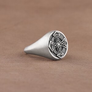 Celtic Cross Mens Pinky Ring, Handmade Celtic Knot Triquetra Engraved ...
