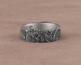 925 Sterling Silver Dragon Ring, Vintage Men's Dragon Jewelry, Stylish Ring for Men, Fantasy Dragon Ring, Mythical Creature Gothic Ring