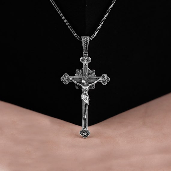 Crucifixion Silver Men Neckalce, Crucifixion of Jesus 925 Silver