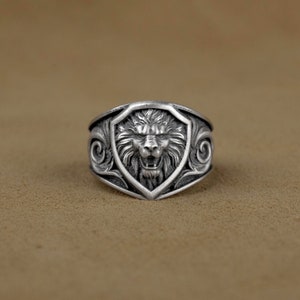 Silver Lion Men Ring, Sterling Silver Zodiac Leo Ring, Good Gift For Men, Lion Man Rings, Zodiac Sign Jewelry, Birthday Gift, Gift For Wife