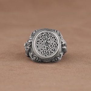 Greek Mythology Ring, Theseus and Minotaur Greek Sculpture Ring, Sterling Silver Ring for Men, Ancient Greek Art Jewelry, History Lover Gift