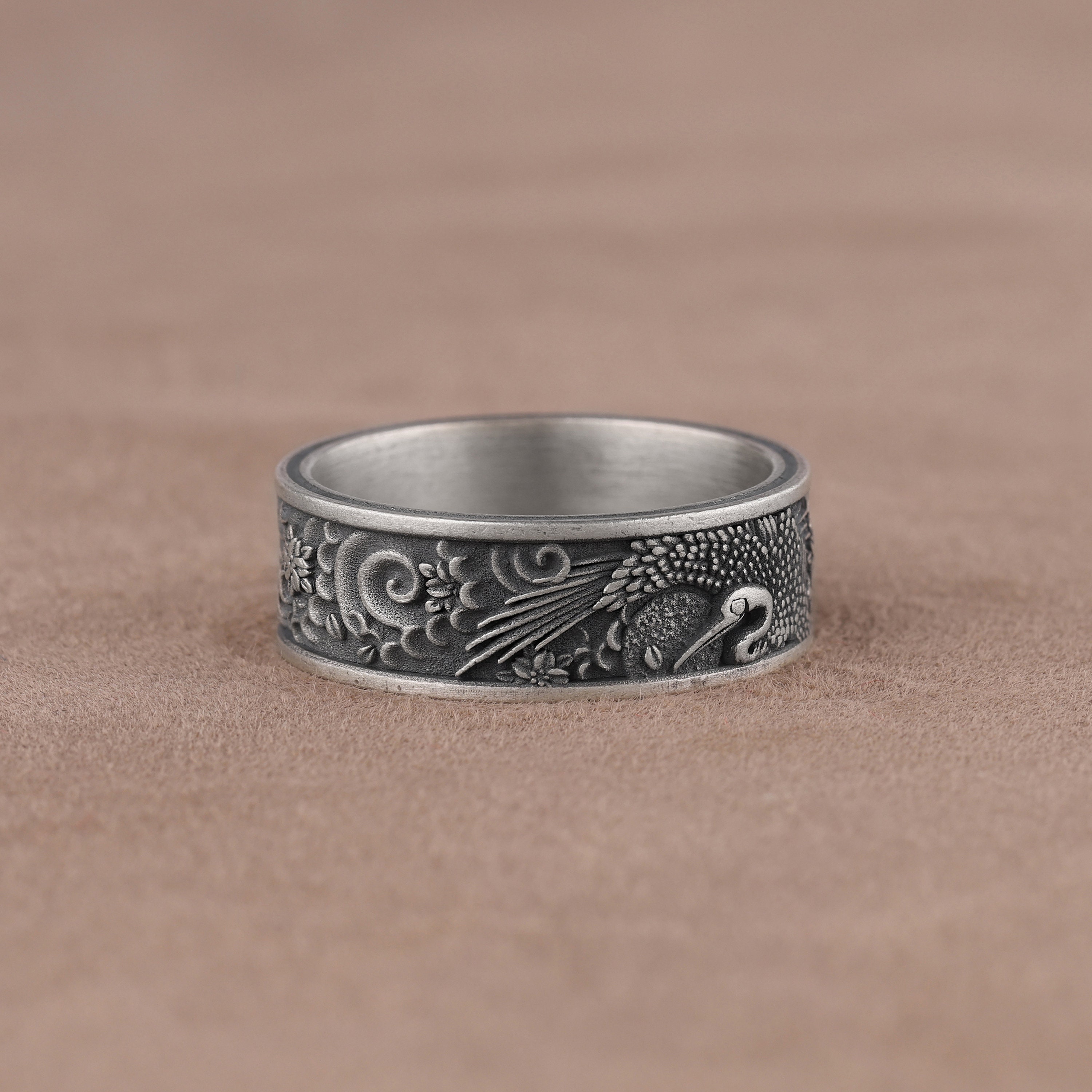 Japanese Shadoof Sun Ring, Traditional Ornamental Ring, Men