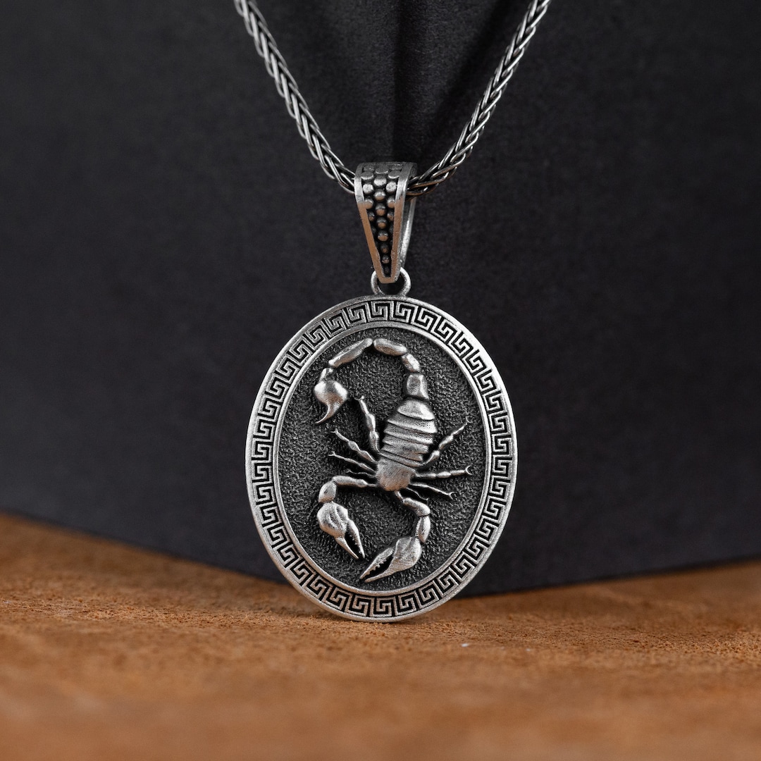 Scorpio Silver Pendant, Personalized Scorpio Men Jewelry
