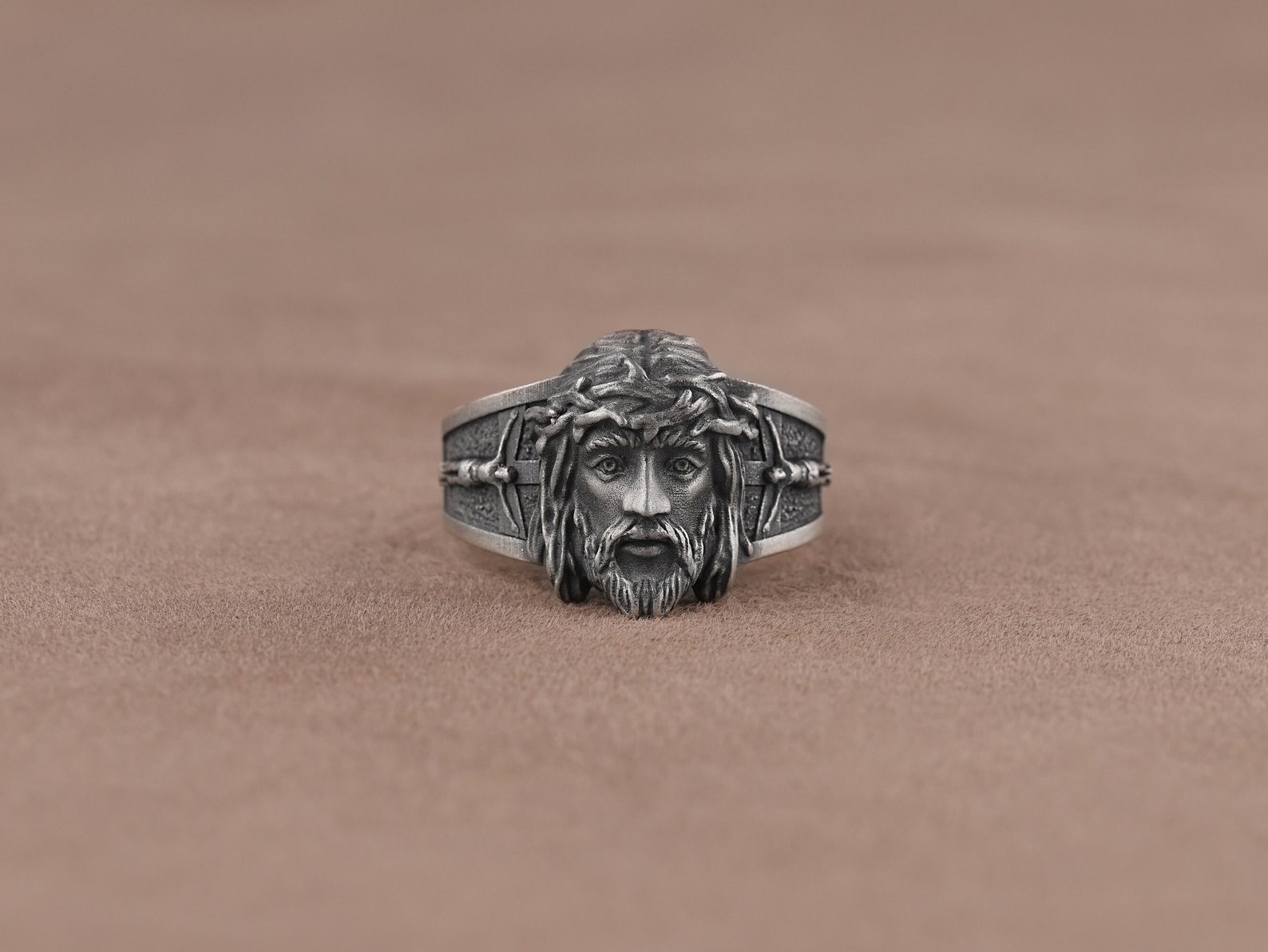 Jesus Christ Face Ring Jesus Anillo Rostro Ring Men Signet - Etsy