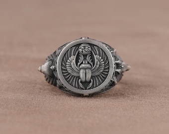 Anubis Silver Mens Ring, Egyptian God Ring, Handmade Sterling Silver Ring, Ancient Egypt Signet Ring, Mythology Silver Gifts, Ring for Men