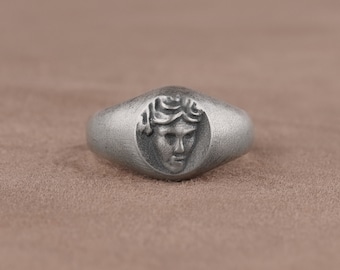 Anillo Hylas, Anillo de héroe mítico, Joyería de mitología griega antigua, Anillo de plata de ley, Anillo de sello para hombre, Anillo histórico, Regalo conmemorativo
