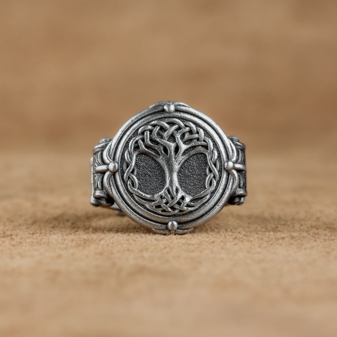 Mythology Rings Yggdrasill Silver Ring, Tree of Life Unique Men Ring, Celtic Mythology ...