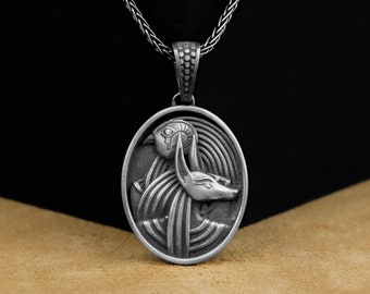 Anubis Pendant, Egyptian Anubis Silver Men Necklace, Egyptian Mythology Jewelry, Personalized Birthday Gift, Gift Necklace For Husband