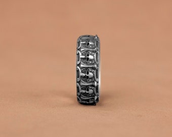 OIDEA Anello da uomo in stile retrò pirata teschio teschio anello uomo punk rock acciaio inox argento #12