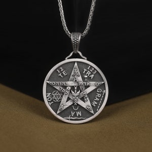 Yahweh Tetragrammaton Medallion with Jewish Star, Hebrew Pendant in Sterling Silver, Religiious Pentagram Necklace, Meaningful Mens Jewelry