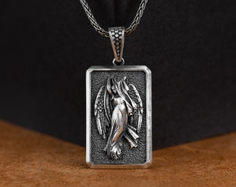 Srebrny Anioł Stróż Srebrny Naszyjnik Wisiorek, Srebrny Wisiorek Katolicki Dla Mężczyzn, Religijny Srebrny Prezent Dla Mężczyzn, Prezent Dla Siostry