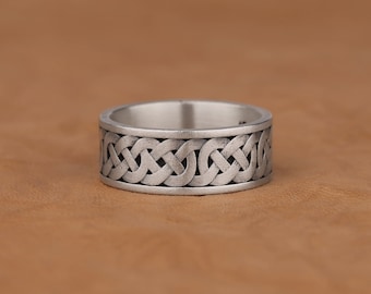 Elegant Nautical Sailor Knot Band Ring in 925 Sterling Silver, Unique Engagement ring with Nordic Symbol, Handmade Nautical Gift for Him