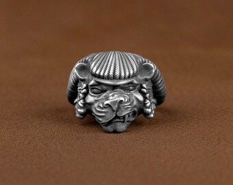 Anello volpe in argento sterling, anello con sigillo ottagonale, totem dell'imbroglione, gioiello unisex Anello volpe in argento sterling, anello con sigillo ottagonale, totem dell'imbroglione, gioiello unisex