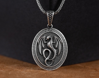 Wisiorek Smok, Skrzydlaty Smok Srebrny Spersonalizowany Naszyjnik, Ręcznie Robiony Unikalny Męski Naszyjnik, Delikatny Naszyjnik Zwierzęcy, Prezent Dla Męża