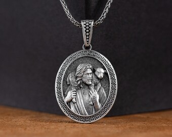 イエスの羊飼いのシルバーネックレス、シルバーカトリックペンダント