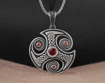 Celtycki srebrny wisiorek, celtycki totem Triskelion Trefot męski naszyjnik, srebrny wisiorek Starling, oksydowany wisiorek, elegancki męski prezent